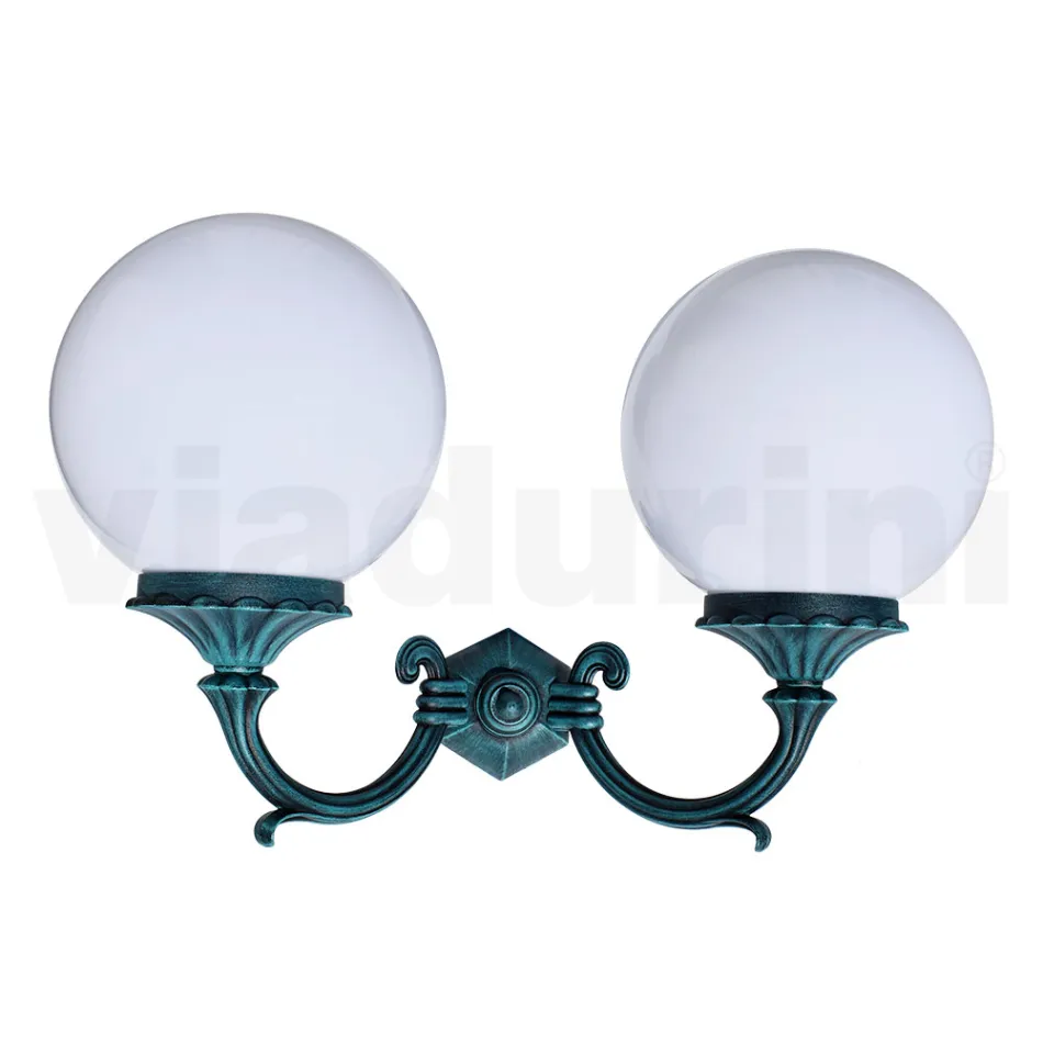 Lámpara de Jardín con 2 Luces de Acrílico y Estructura de Aluminio - Trovanero Viadurini