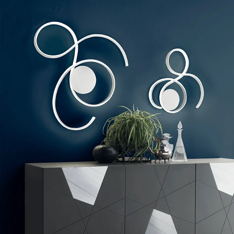 Lámpara de pared con LED en metal pintado de diseño moderno - Trella Viadurini