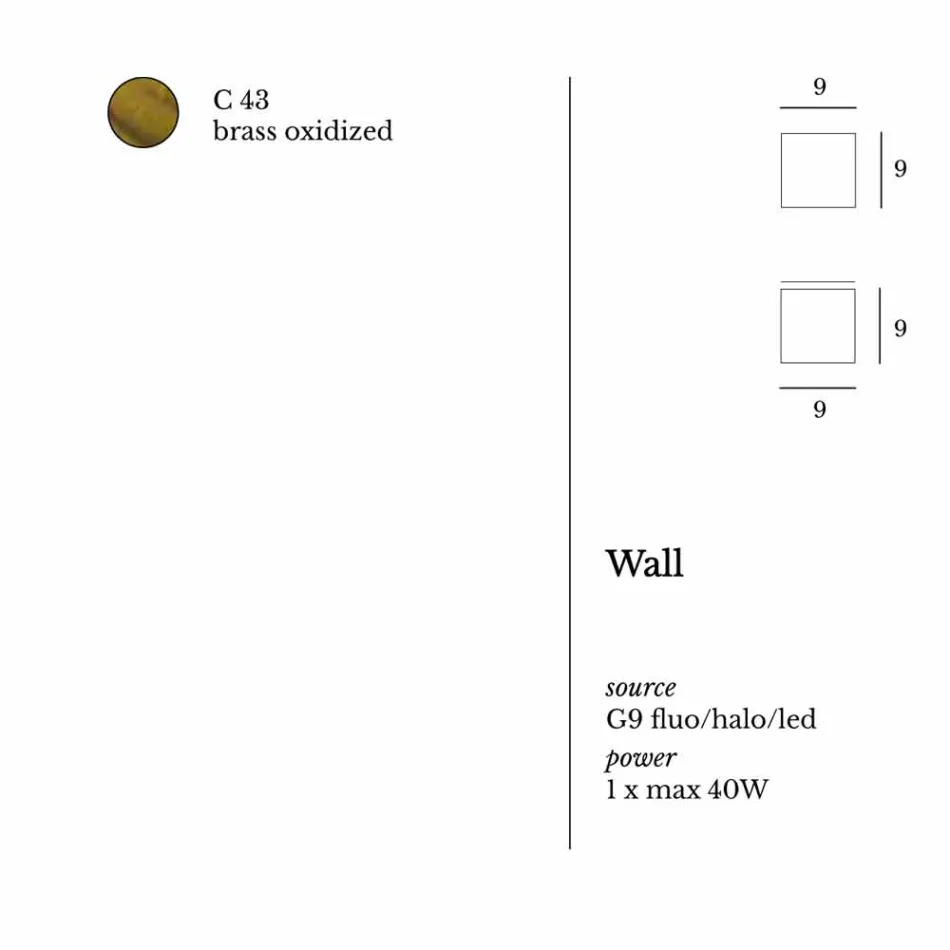Lámpara de pared de diseño moderno latón Ø9xh.9xsp.9 cm Venus Viadurini