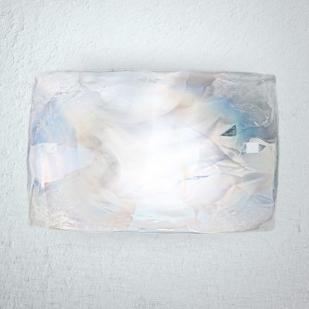 Lámpara de pared de vidrio de nácar soplado a mano en Venecia - Cristal Viadurini