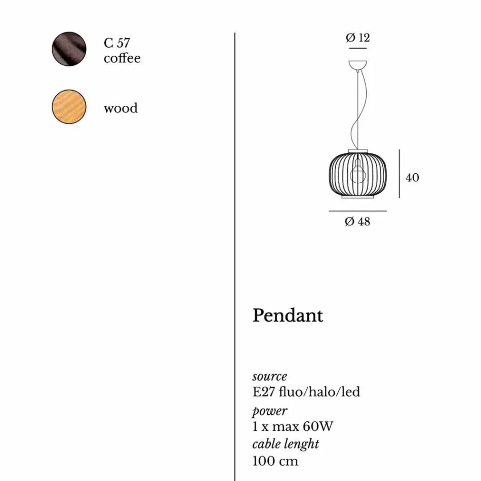 lámpara de pared moderna de acero Ø48xh.40xL.cavo100 cm Beren Viadurini