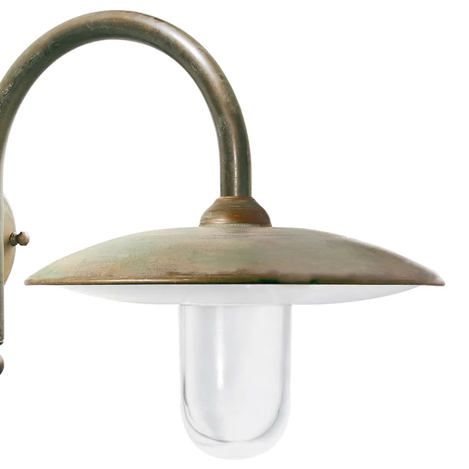 Lámpara de pared vintage para exterior de latón y cristal transparente - Dragón Viadurini