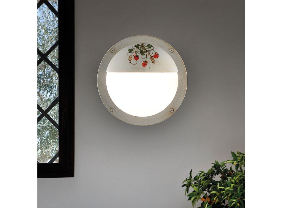 Lámpara de pared para jardín redonda de aluminio pintado a mano - Brindisi Viadurini