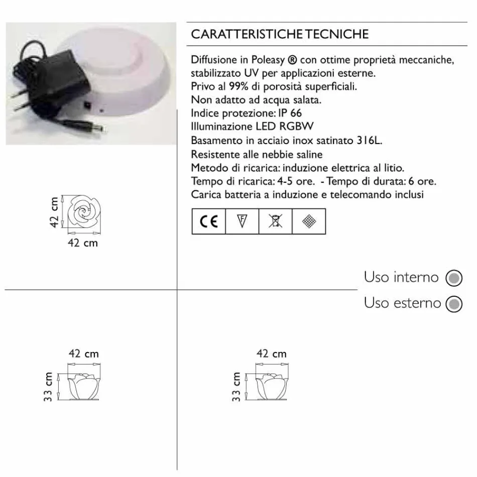 Lámpara de mesa en forma de rosa con LED RGBW de inducción - Baby Love de Myyour Viadurini