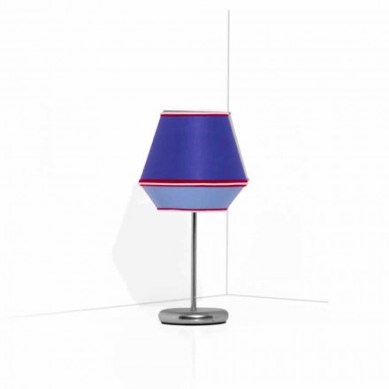 Lámpara de mesa azul con estructura de metal cromado Made in Italy - Soya Viadurini