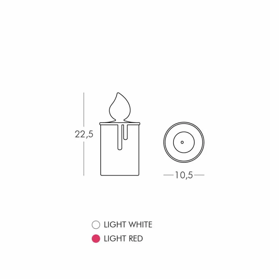 Lámpara de mesa Vela luminosa blanca o roja Design de Slide - Fiammetta Viadurini