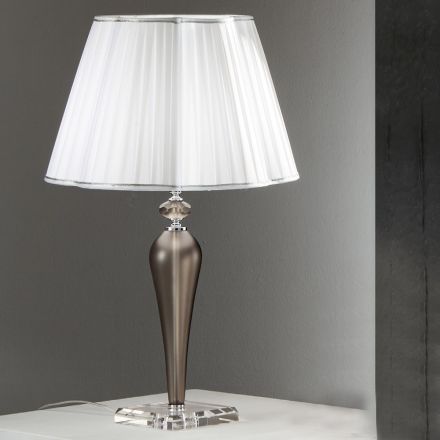 Lámpara de mesa clásica hecha a mano en vidrio y cristal - Mariangela Viadurini