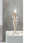 Lámpara de mesa clásica en vidrio italiano hecho a mano y metal dorado - Oliver Viadurini