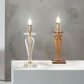 Lámpara de mesa clásica de vidrio italiano y metal dorado - Oliver