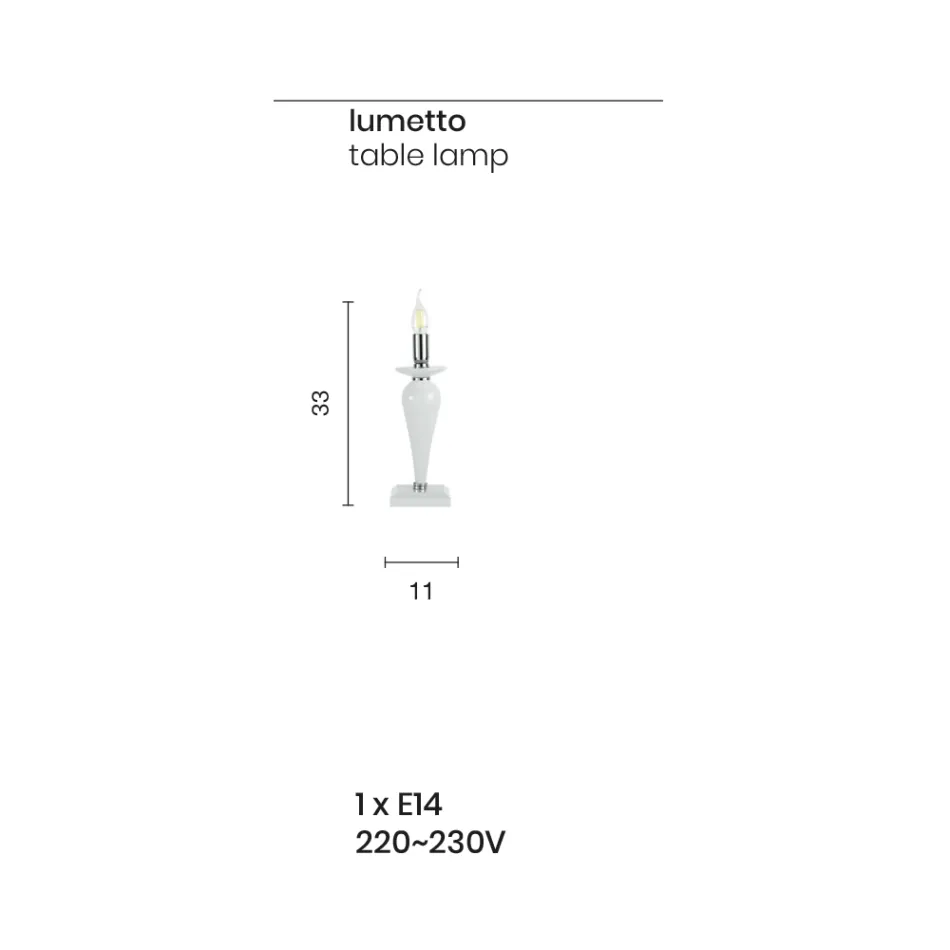 Lámpara de mesa clásica en vidrio italiano hecho a mano y metal dorado - Oliver Viadurini