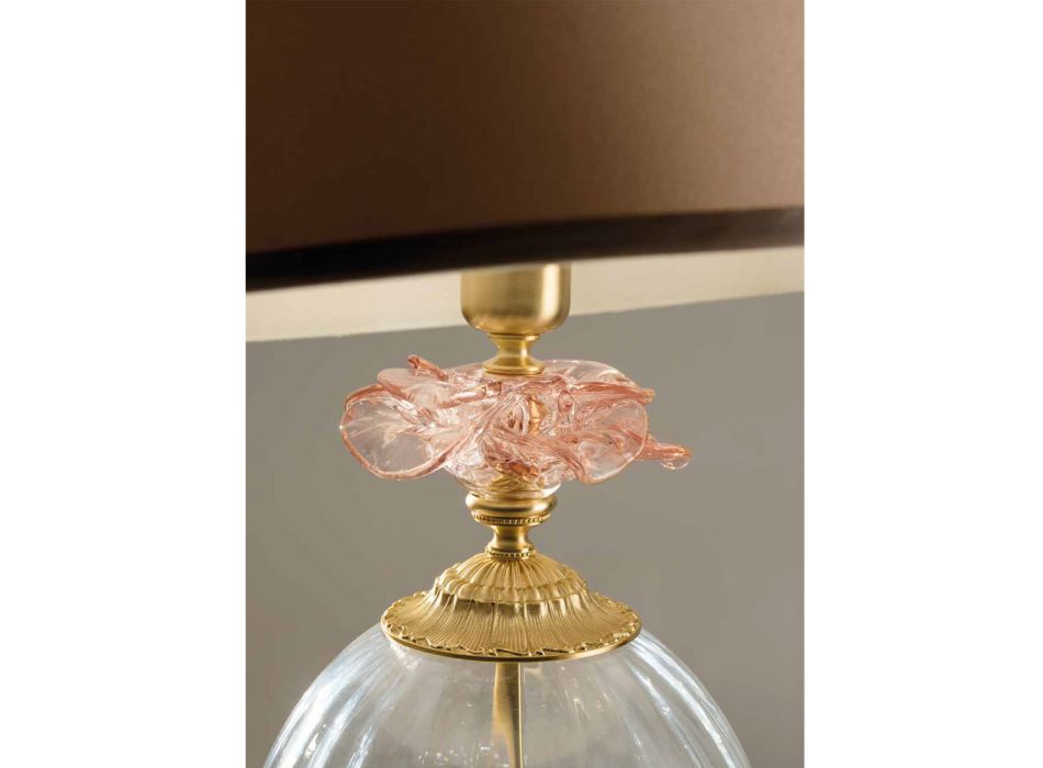 Lámpara de mesa clásica de vidrio artesanal y pantalla de lujo - Flanders Viadurini