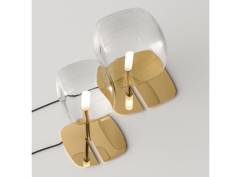 Lámpara de mesa con estructura de metal brillante Made in Italy - Donatina Viadurini