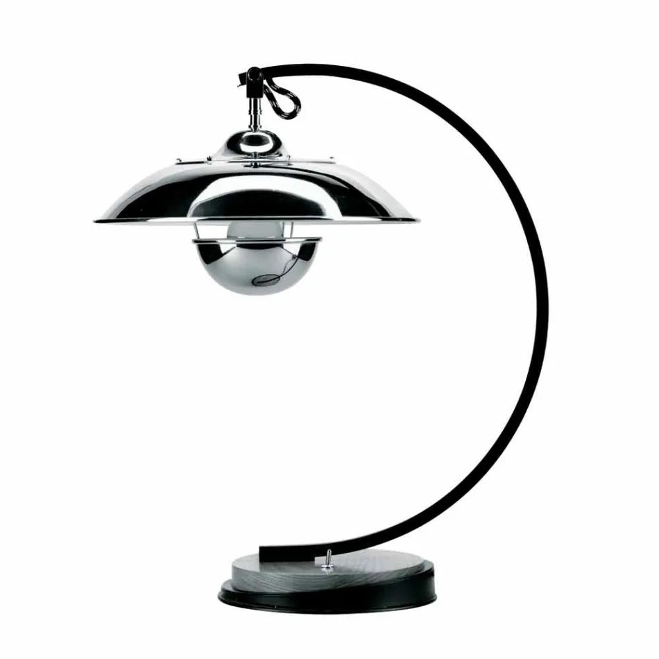 Lámpara de mesa con estructura en roble y metal Made in Italy - Lumetto Viadurini