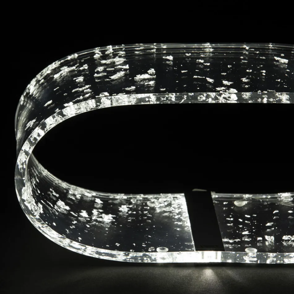 Lámpara de Mesa de Cristal Acrílico y Hoja de Oro, Plata o Cobre - Gnassi Viadurini