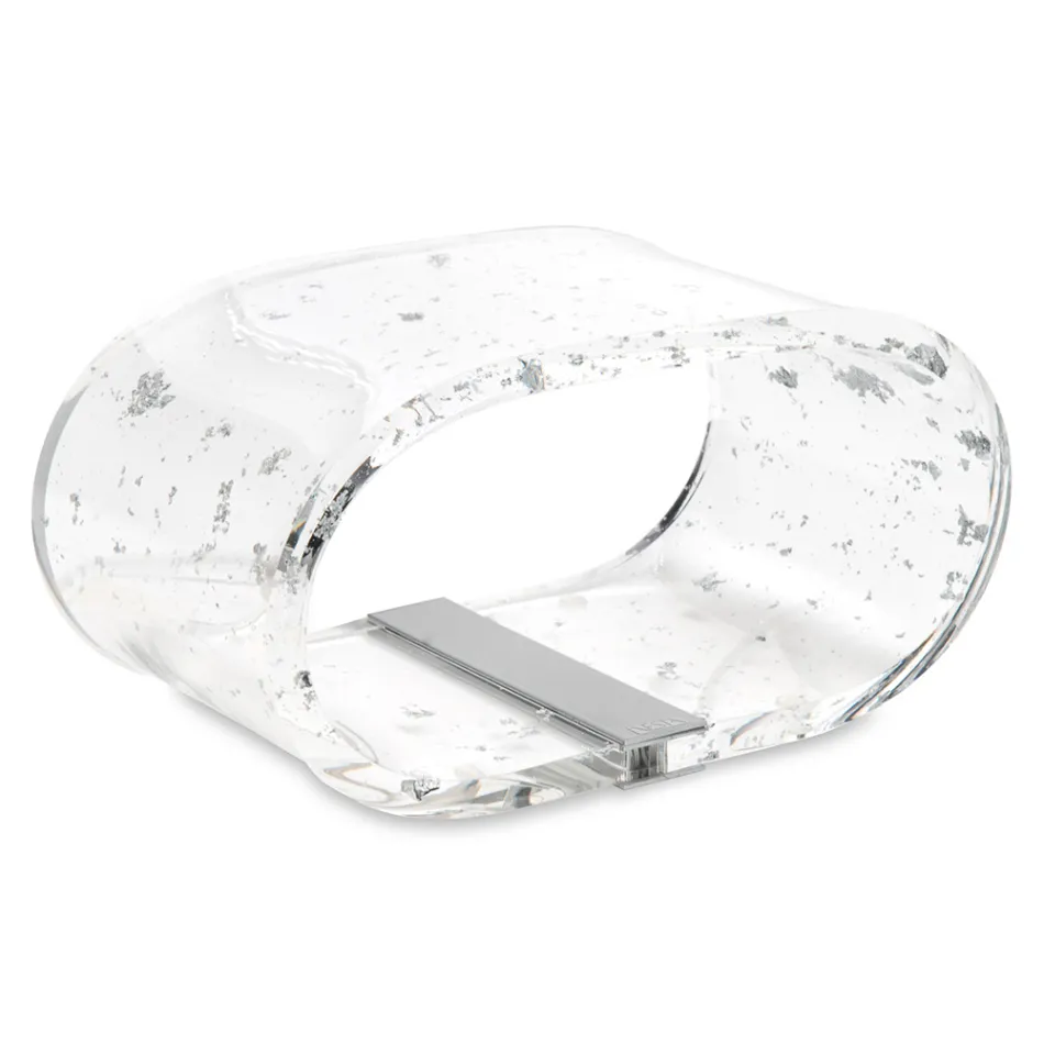 Lámpara de Mesa de Cristal Acrílico y Hoja de Oro, Plata o Cobre - Gnassi Viadurini