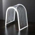 Lámpara de mesa de cristal acrílico transparente con decoración grabada - Bertella Viadurini