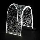 Lámpara de mesa de cristal acrílico transparente con decoración grabada - Bertella Viadurini