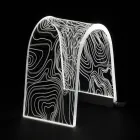 Lámpara de mesa de cristal acrílico transparente con decoración grabada - Bertella Viadurini