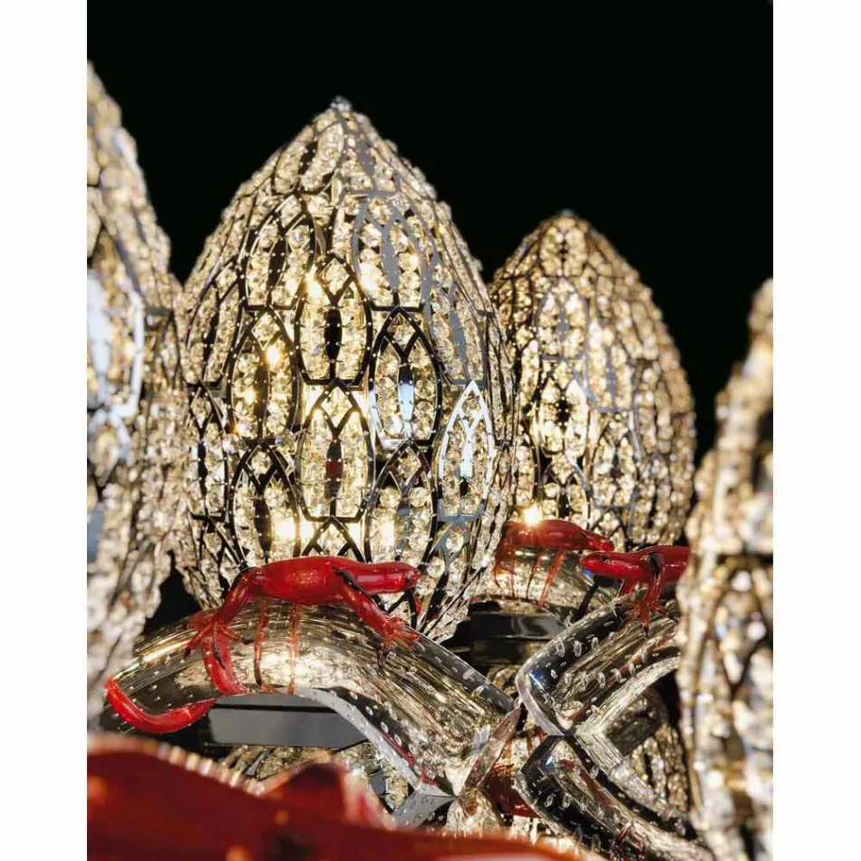 Diseño lámpara de mesa en cristal y acero en forma de huevo de huevo Viadurini