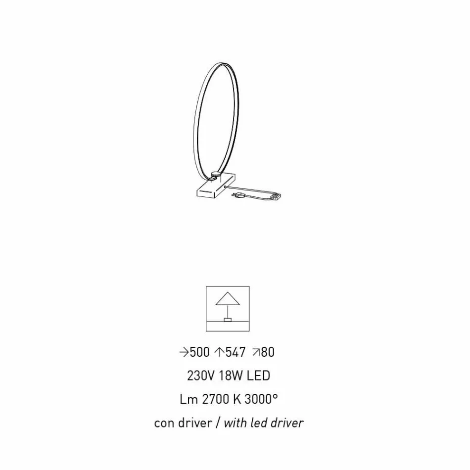 Lámpara de mesa de diseño en aluminio negro y latón Made in Italy - Norma Viadurini