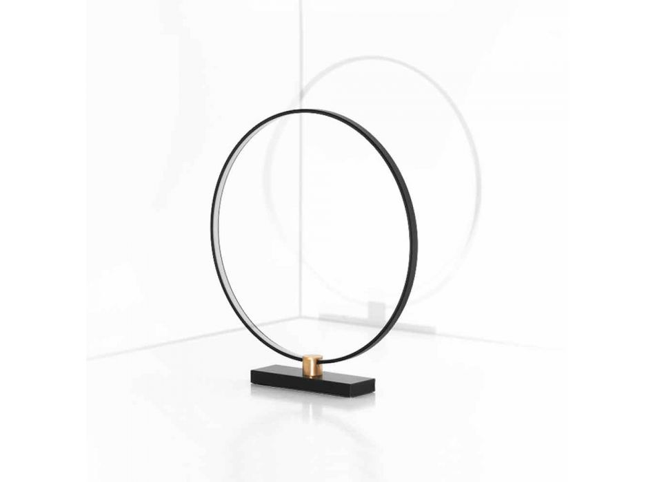 Lámpara de mesa de diseño en aluminio negro y latón Made in Italy - Norma Viadurini