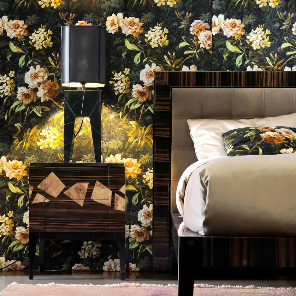 Lámpara de mesa de madera maciza Grilli Zarafa hecha en Italia. Viadurini