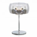 Lámpara de mesa de diseño en vidrio, cristal y metal cromado - Cambria