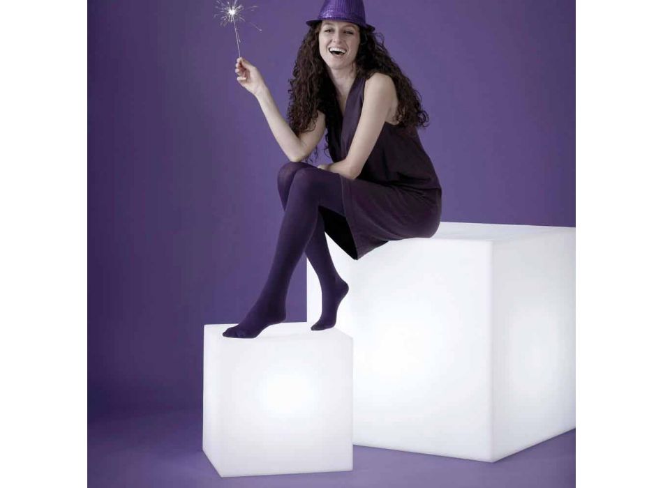 Lámpara de mesa y pie Slide White cubo brillante hecho en Italia Viadurini