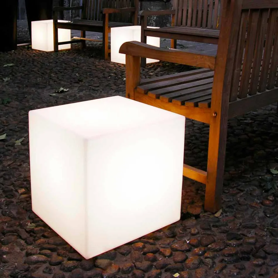Lámpara de mesa y pie Slide White cubo brillante hecho en Italia Viadurini