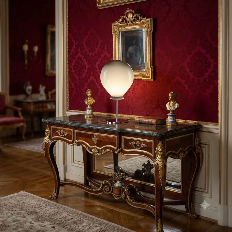 Lámpara de mesa grande de cristal hecha a mano en varios colores, fabricada en Italia - Iride Viadurini