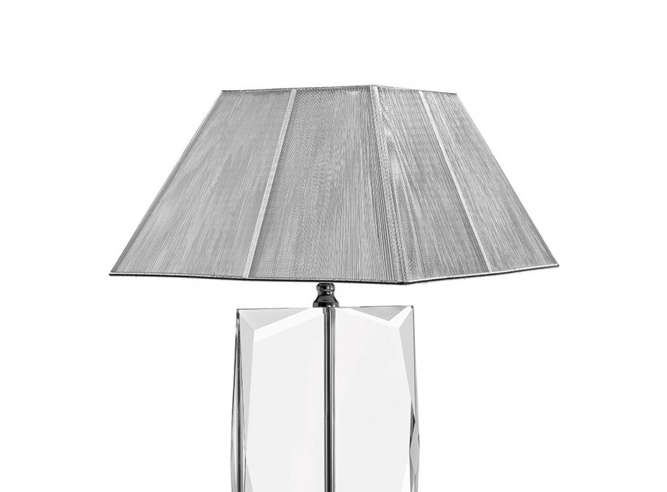 Lámpara de mesa de cristal y pantalla cuadrada de plata de lujo - Clezia Viadurini