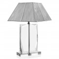 Lámpara de mesa de cristal y pantalla cuadrada de plata de lujo - Clezia