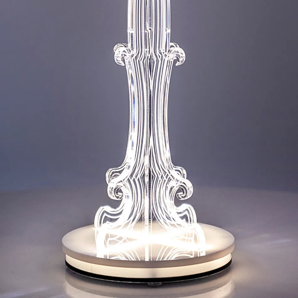 Lámpara de mesa Aurel de plexiglás en dos tamaños, fabricada en Italia. Viadurini