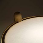 Lámpara de mesa en haya con detalles en metal y cuero vegano - Avetta Viadurini