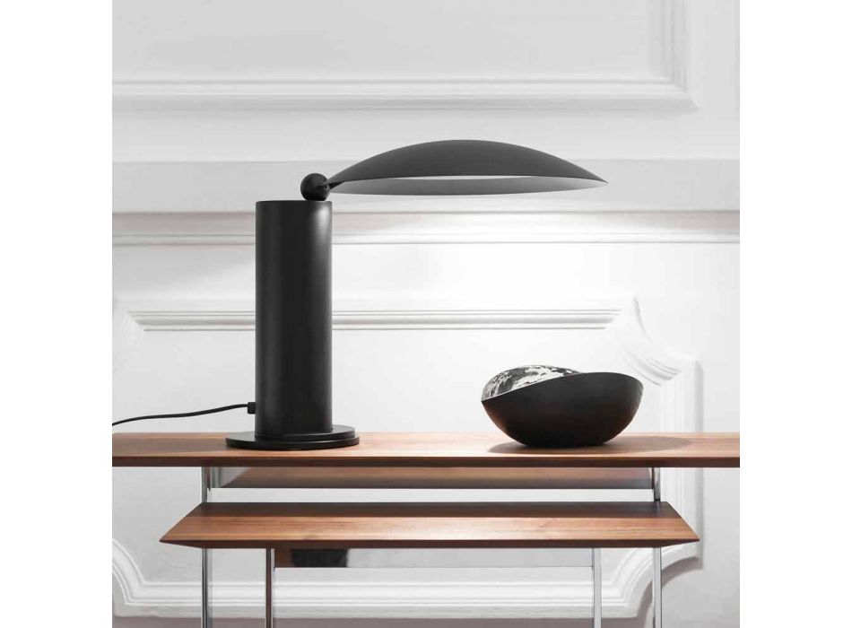 Lámpara de mesa en metal cromado o negro con LED Made in Italy - Orlando Viadurini