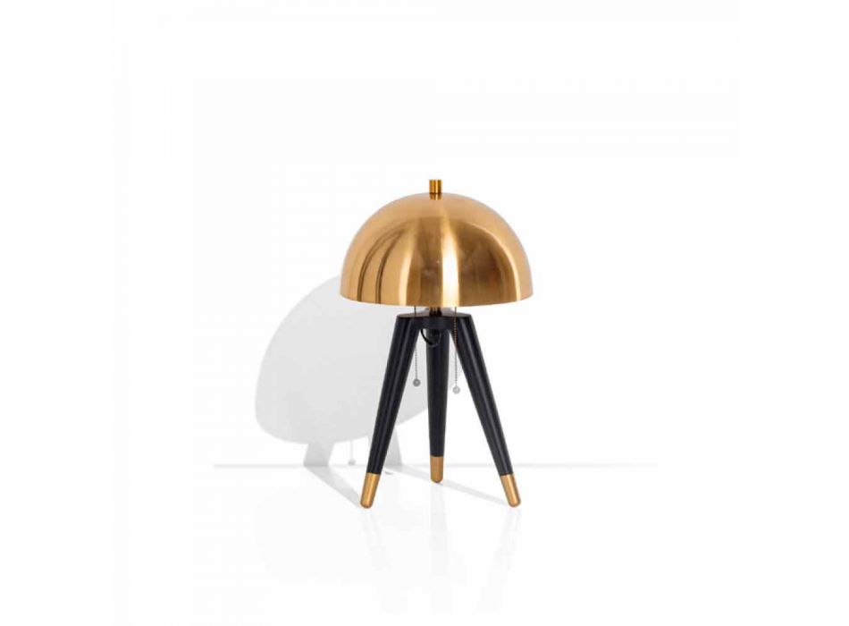 Lámpara de mesa en metal negro y latón cepillado Made in Italy - Peter Viadurini