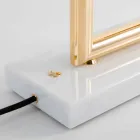 Lámpara de mesa de latón y resina con base de mármol Made in Italy - Quizza Viadurini