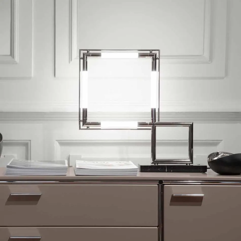 Lámpara de mesa de latón y resina con base de mármol Made in Italy - Quizza Viadurini