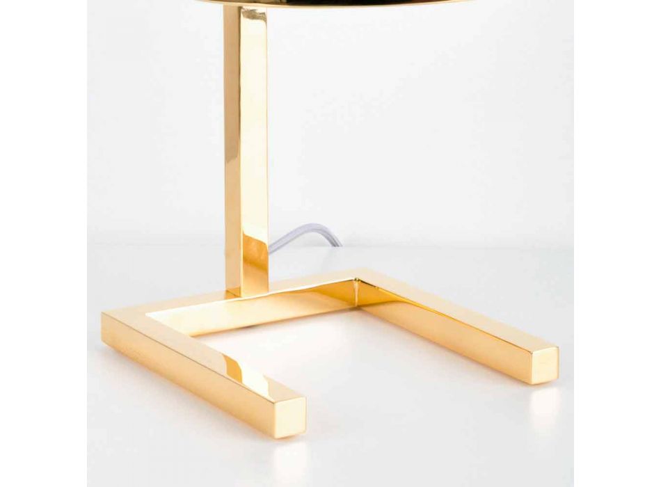 Lámpara de mesa de latón con acabado dorado o paladio Made in Italy - Adana Viadurini