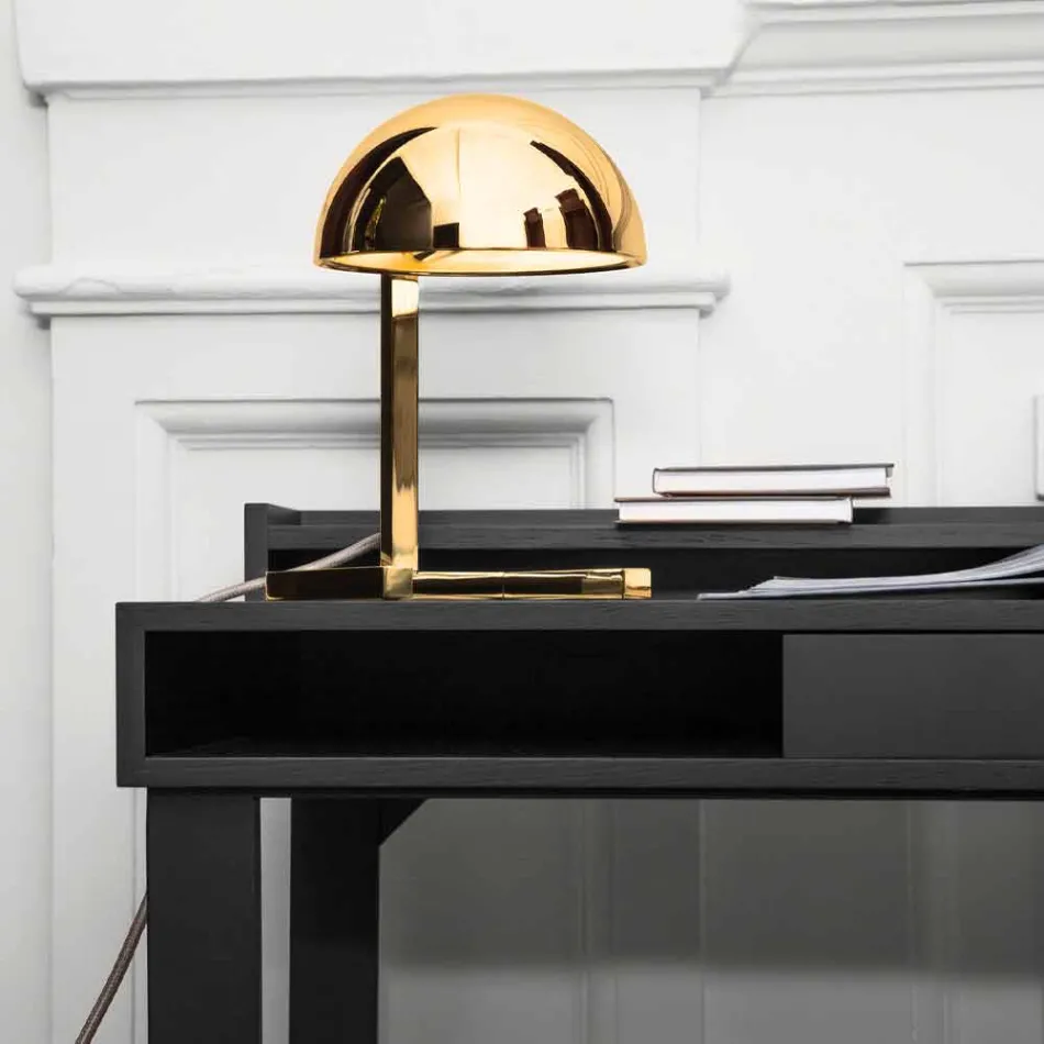 Lámpara de mesa de latón con acabado dorado o paladio Made in Italy - Adana Viadurini