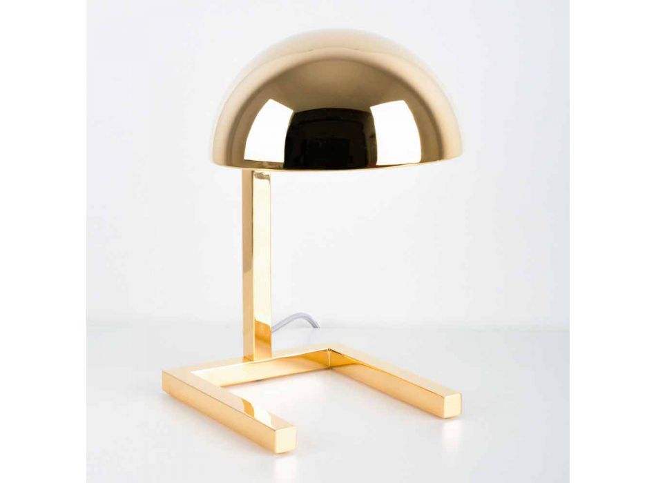 Lámpara de mesa de latón con acabado dorado o paladio Made in Italy - Adana Viadurini