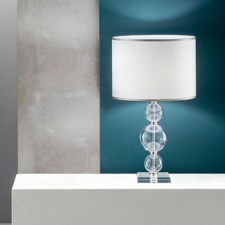 Lámpara de Mesa en Vidrio Artesanal y Metal Estilo Clásico - Mindful Viadurini