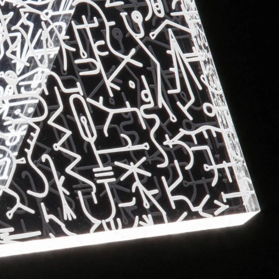 Lámpara de sobremesa Led Crystal Acrílico Doblado Laser Decor - Possett Viadurini