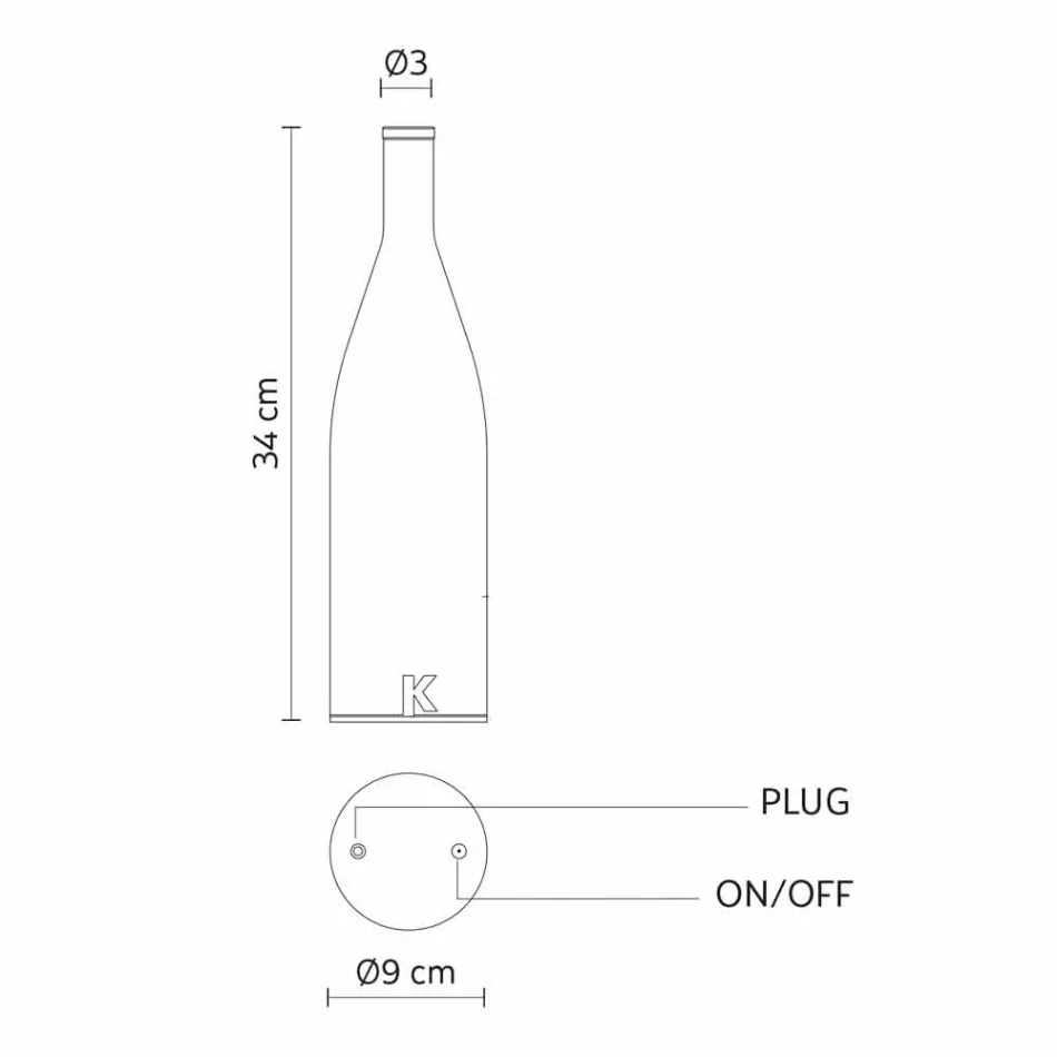 Lámpara de mesa LED en vidrio esmerilado blanco de diseño moderno - Botella Viadurini