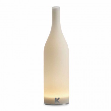 Lámpara de mesa LED en vidrio esmerilado blanco de diseño moderno - Botella Viadurini