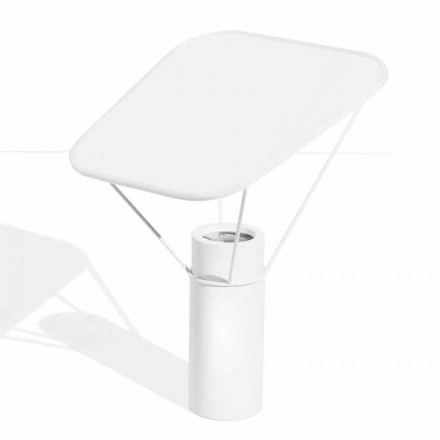 Lámpara de mesa moderna de resina y algodón blanco Made in Italy - Fiera Viadurini