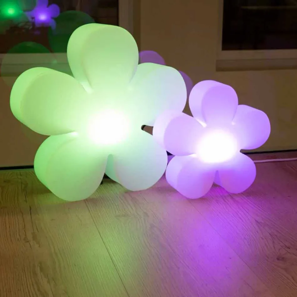 Lámpara de mesa o pie de flores de diseño moderno en plástico blanco - Fiorestar Viadurini