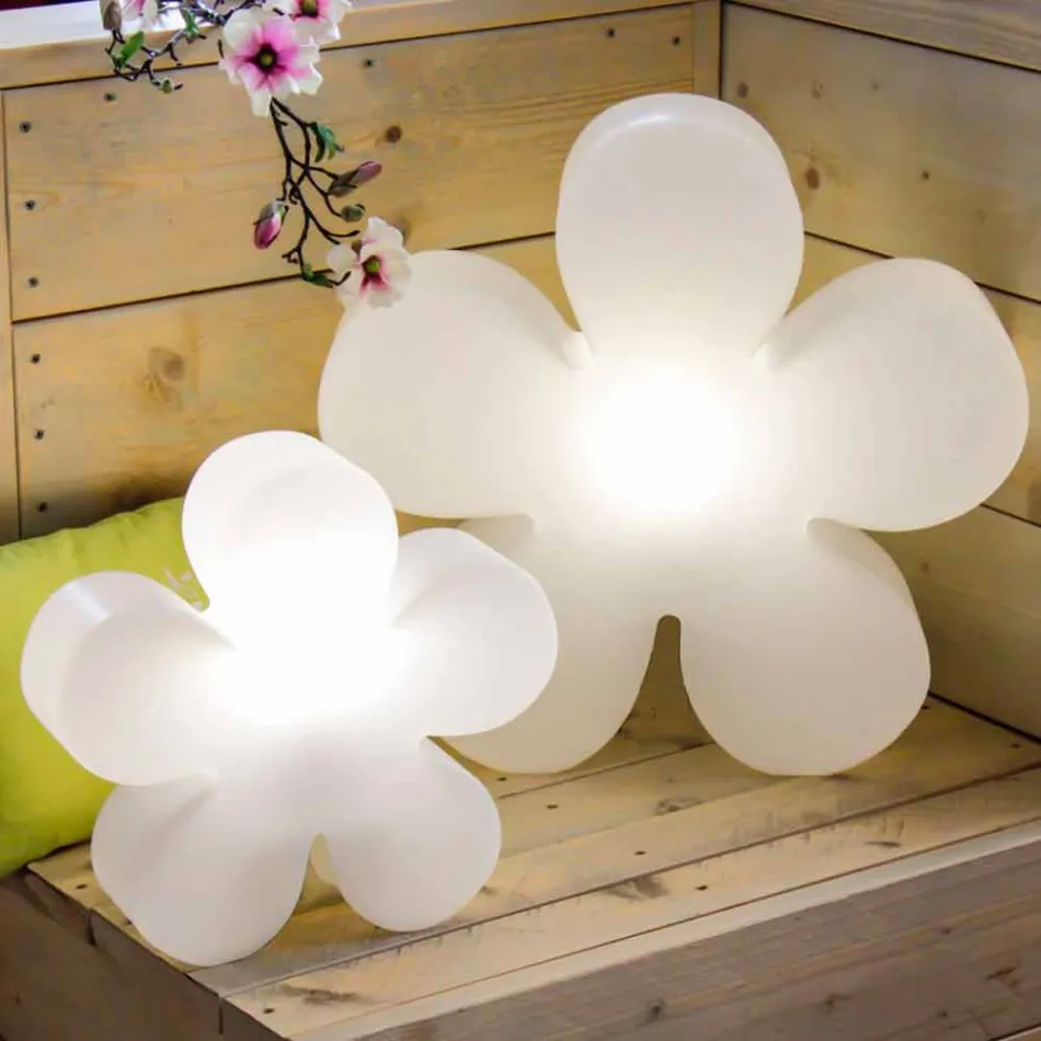 Lámpara de mesa o pie de flores de diseño moderno en plástico blanco - Fiorestar Viadurini