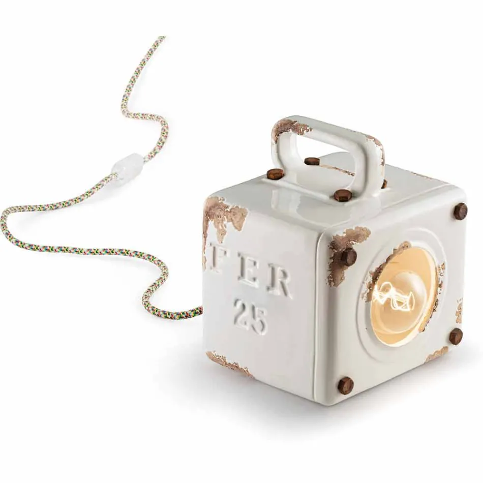 estilo industrial lámpara de mesa de cerámica y hierro Valerie Viadurini