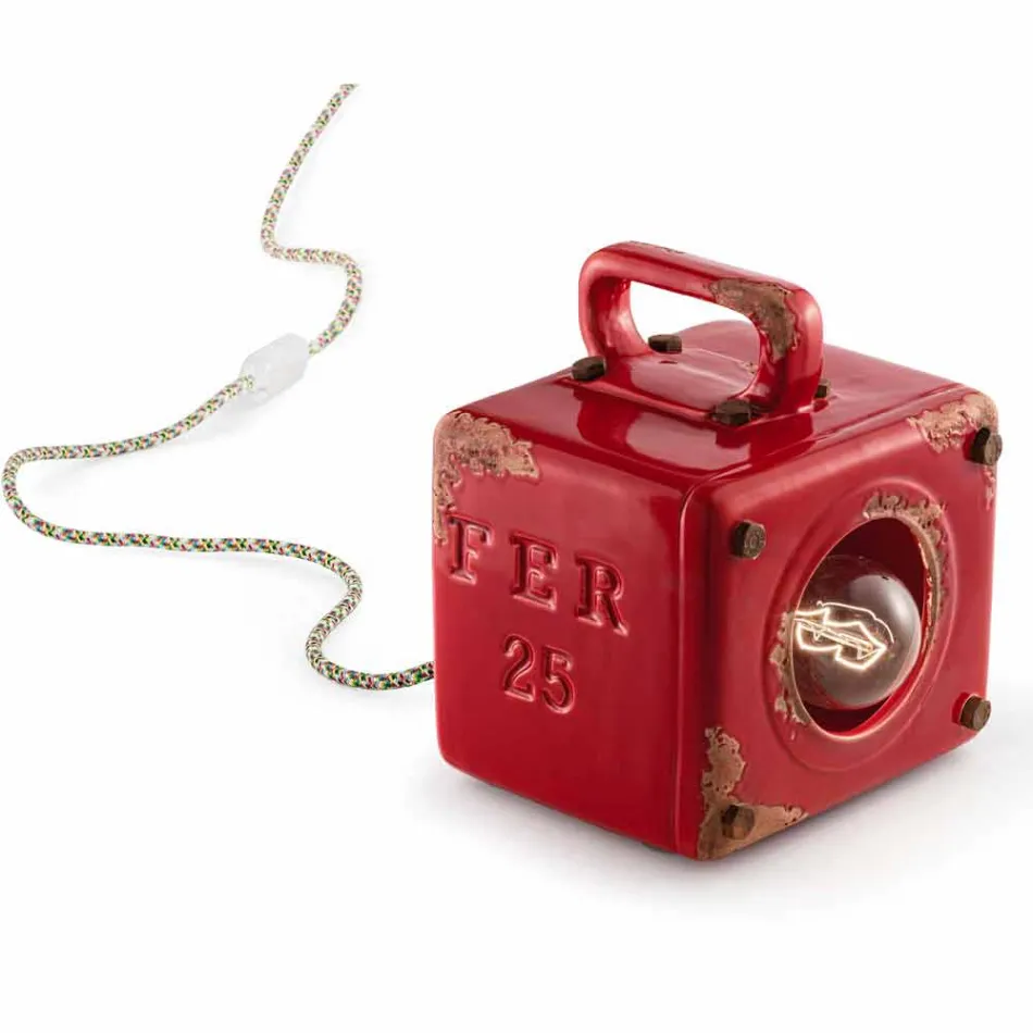 estilo industrial lámpara de mesa de cerámica y hierro Valerie Viadurini